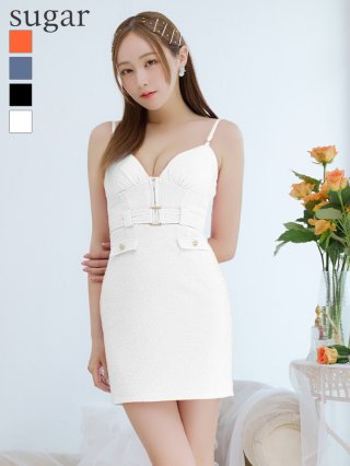 Glossy ホワイトミニキャバドレス 送料無料！】ヌーディーホワイト刺繍レースドレス/ノースリーブ