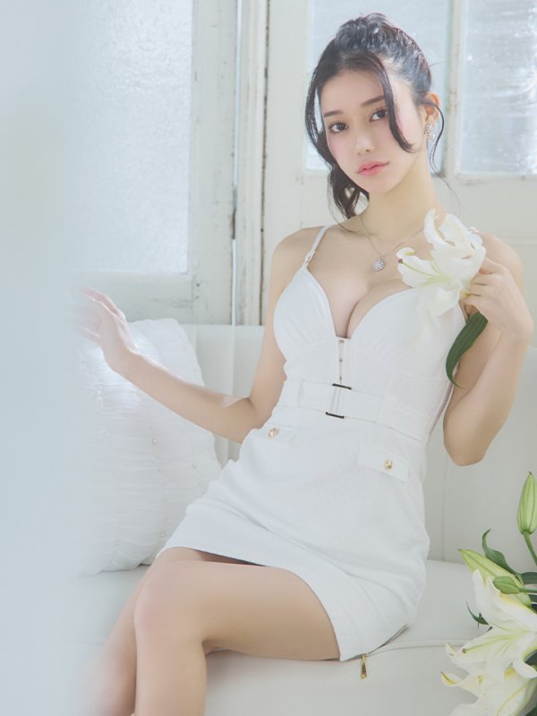 画像7: XSサイズあり【Glossy/グロッシー】ベルトデザイン/ ハートカット/ スマート/ キャミ/ タイト/ ミニドレス/ キャバドレス[OF08] (7)