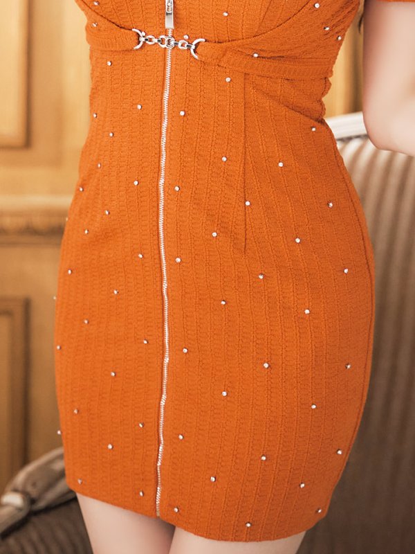 画像11: XSサイズあり【Glossy/グロッシー】トップス着脱可能/ ハートカット/ センタージップ/ キャミ/ タイト/ ミニドレス/ キャバドレス[OF08] (11)