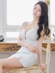 画像4: XSサイズあり【ROBE de FLEURS Glossy/ローブ・ド・フルール グロッシー】スタッズ/ シュール/ ラメニット/ 裾スリット/ タイト/ ミニドレス/ キャバドレス[OF2] (4)