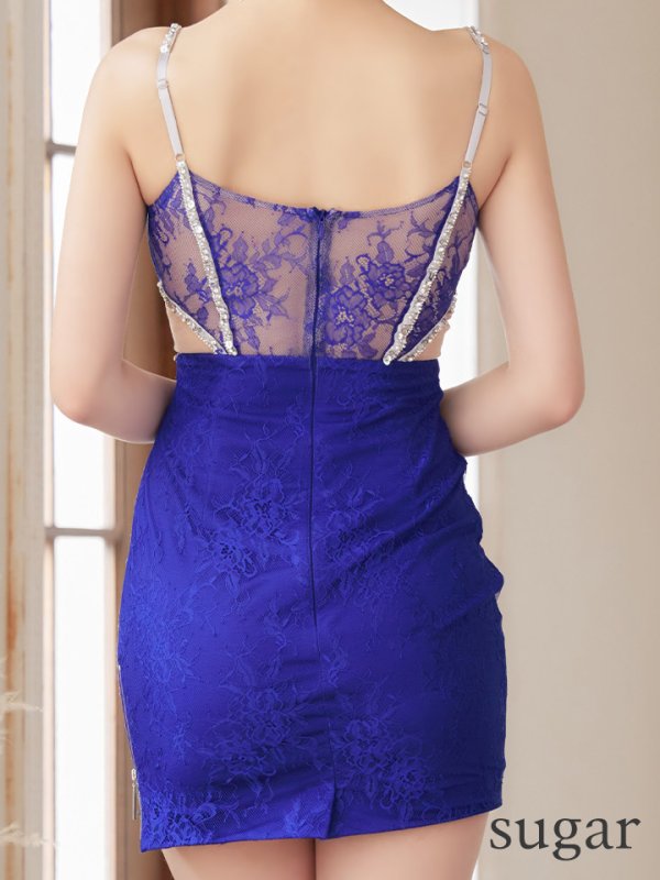 画像9: XSサイズあり【Glossy/グロッシー】ビジュー/ ウエストカット/ キャミソール/ ワンカラー/ タイト/ ミニドレス/ キャバドレス[OF08] (9)