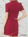 画像9: XSサイズあり【ROBE de FLEURS Glossy/ローブ・ド・フルール グロッシー】フロントジッパー/ セットアップ/ 袖あり/ 半袖/ シンプル/ ワンカラー/ ストレッチ/ タイト/ ミニドレス/ キャバドレス[OF2] (9)