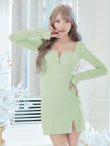 画像32: Lサイズあり【ROBE de FLEURS Glossy/ローブ・ド・フルール グロッシー】フロントジップ/ ロングスリーブ/ 袖あり/ ワッフル/ ワンカラー/ ストレッチ/ タイト/ ミニドレス/ キャバドレス[OF2] (32)