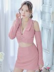 画像8: XSサイズあり【ROBE de FLEURS Glossy/ローブ・ド・フルール グロッシー】フロントジッパー/ オフショル/ ロングスリーブ/ 袖あり/ ワンカラー/ 台形スカート/ セットアップ/ ミニドレス/ キャバドレス[OF2] (8)