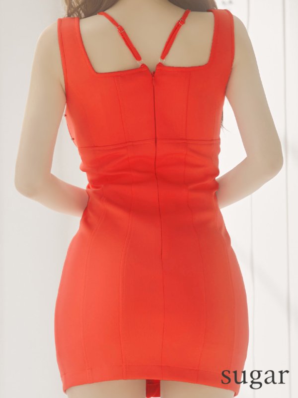 画像15: XSサイズあり【Glossy/グロッシー】フロントジップ/ バストビジュー/ シャープリー/ ワンカラー/ ノースリーブ/ タイト/ ミニドレス/ キャバドレス[OF08] (15)
