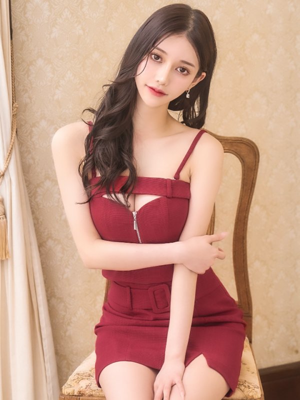 画像6: XSサイズあり【Glossy/グロッシー】バストカット/ ジッパーデザイン/ ワンカラー/ ラメ/ セットアップ/ タイト/ ミニドレス/ キャバドレス[OF08] (6)