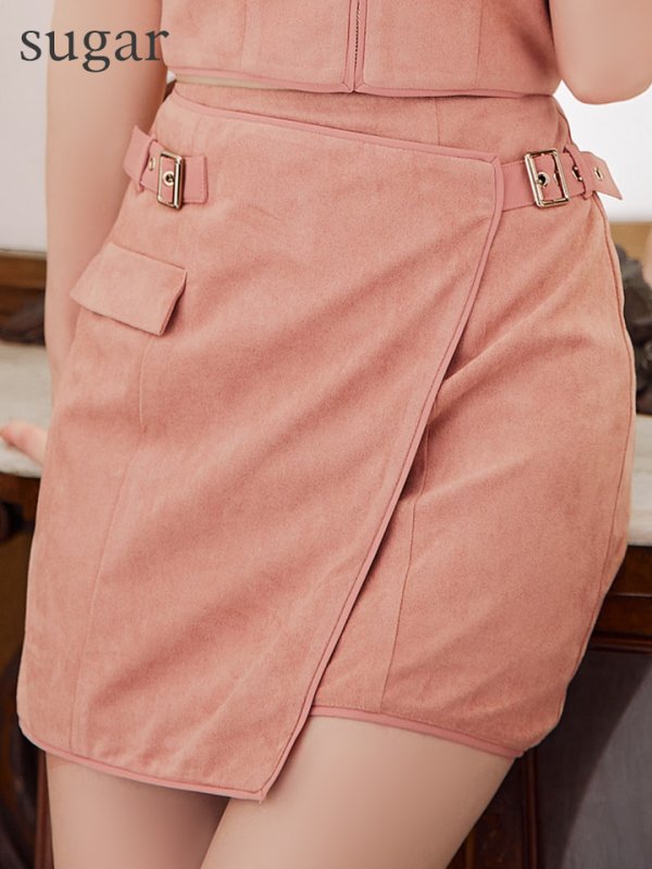 画像22: XSサイズあり【Glossy/グロッシー】ノースリーブ/ バストジップ/ ラップ/ ベルト/ セットアップ/ ミニドレス/ キャバドレス[OF08] (22)