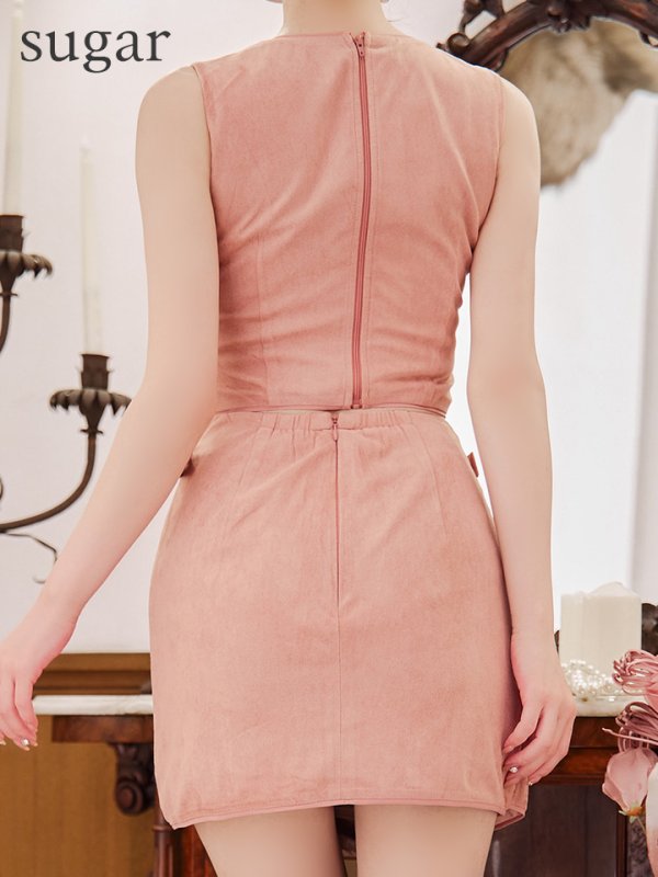 画像20: XSサイズあり【Glossy/グロッシー】ノースリーブ/ バストジップ/ ラップ/ ベルト/ セットアップ/ ミニドレス/ キャバドレス[OF08] (20)