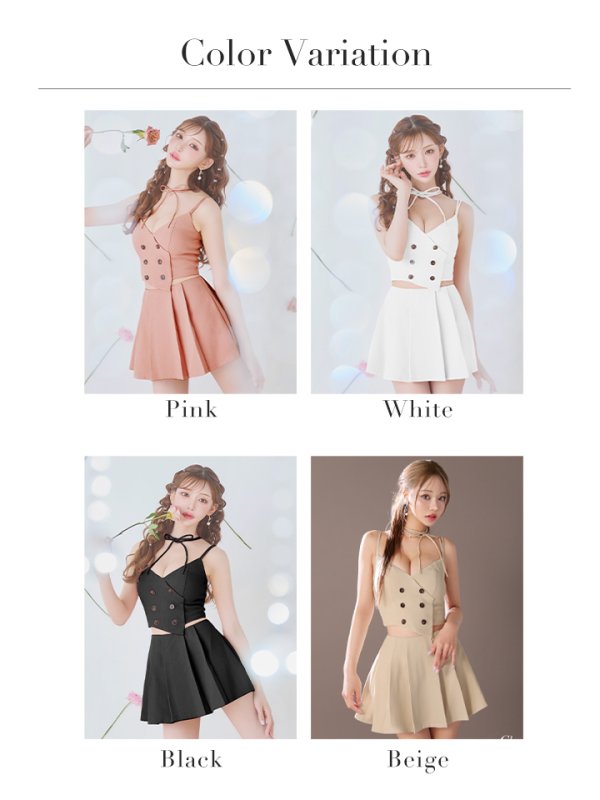 画像32: XSサイズあり【Glossy/グロッシー】チョーカー付き/ ダブルボタン/ セットアップ/ キャミ/ ミニドレス/ キャバドレス[OF08]【一部予約商品/1月下旬発送予定】 (32)