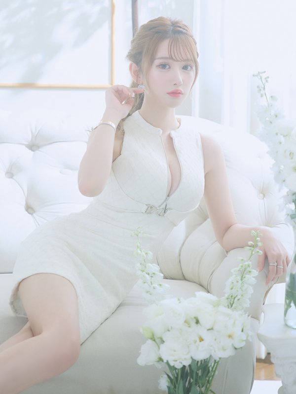 画像12: XSサイズあり【Glossy/グロッシー】シルバーバックル/ バストジッパー/ ノースリーブ/ タイト/ ミニドレス/ キャバドレス[OF08] (12)