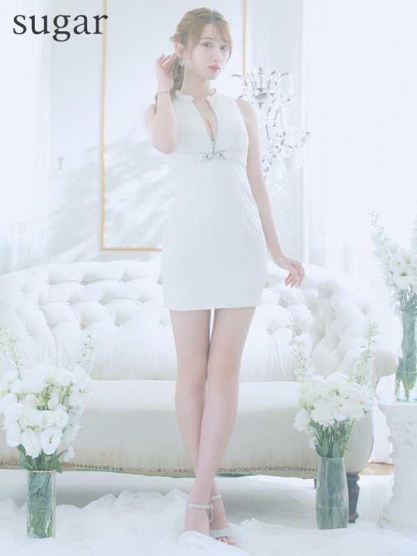 画像14: XSサイズあり【Glossy/グロッシー】シルバーバックル/ バストジッパー/ ノースリーブ/ タイト/ ミニドレス/ キャバドレス[OF08] (14)