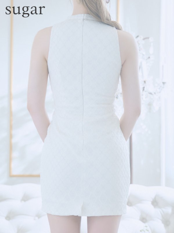 画像16: XSサイズあり【Glossy/グロッシー】シルバーバックル/ バストジッパー/ ノースリーブ/ タイト/ ミニドレス/ キャバドレス[OF08] (16)