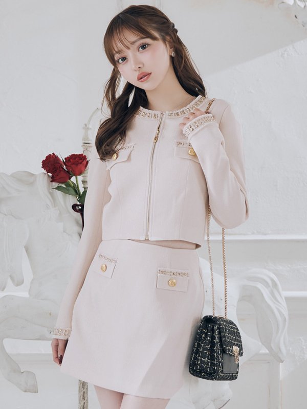 画像6: Lサイズあり【Glossy/グロッシー】ロングスリーブ/ ツイード/ ジャケット/ セットアップ/ フレア/ ミニドレス/ キャバドレス[OF08] (6)