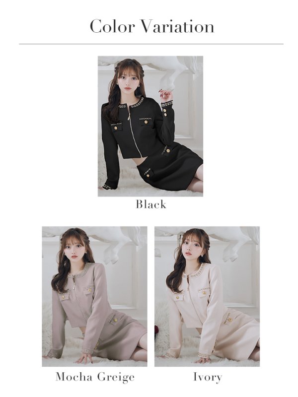 画像27: Lサイズあり【Glossy/グロッシー】ロングスリーブ/ ツイード/ ジャケット/ セットアップ/ フレア/ ミニドレス/ キャバドレス[OF08] (27)