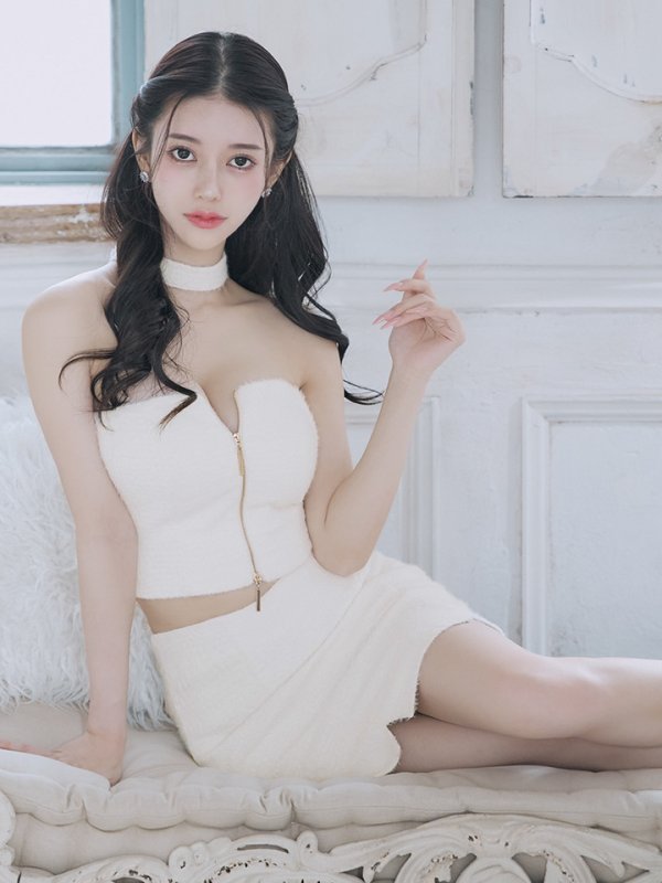 画像7: XSサイズあり【Glossy/グロッシー】バストジップ/ ストレッチニット/ シンプル/ セットアップ/ ミニドレス/ キャバドレス[OF08] (7)