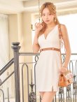 画像15: XSサイズあり【ROBE de FLEURS Glossy/ローブ・ド・フルール グロッシー】ウエスト切り替え/ フェイクレザー/ ノースリーブ/ ワンカラー/ タイト/ ミニドレス/ キャバドレス[OF2] (15)