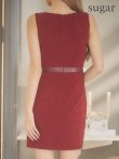 画像9: XSサイズあり【ROBE de FLEURS Glossy/ローブ・ド・フルール グロッシー】ウエスト切り替え/ フェイクレザー/ ノースリーブ/ ワンカラー/ タイト/ ミニドレス/ キャバドレス[OF2] (9)
