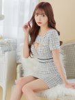 画像6: XS-Lサイズあり【ROBE de FLEURS Glossy/ローブ・ド・フルール グロッシー】袖付き/ ツイードニット/ フロントジッパー/ タイト/ ミニドレス/ キャバドレス[OF2] (6)