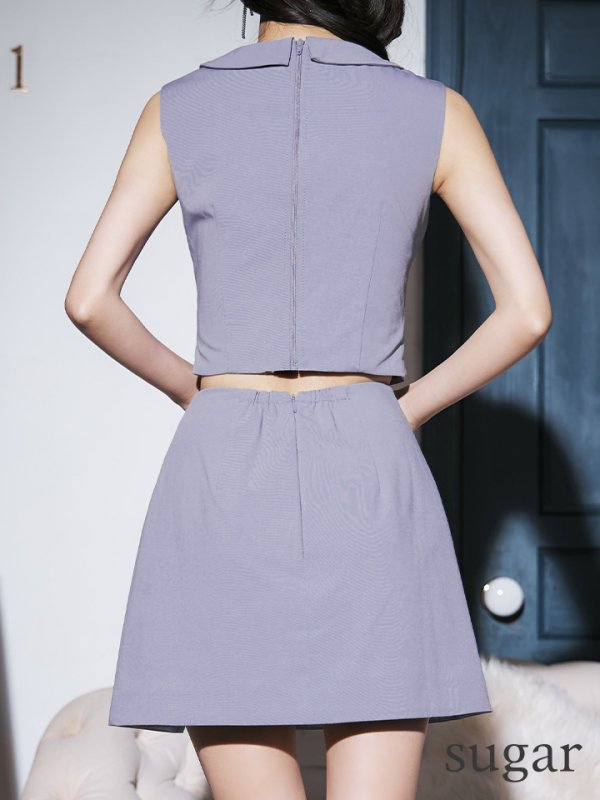 画像32: XSサイズあり【Glossy/グロッシー】襟付き/ マニッシュダブルボタン/ トラベル/ タイト/ セットアップ/ ミニドレス/ キャバドレス[OF2] (32)