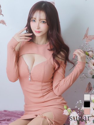 裾リボン×バストカットオフショルニットキャバドレス 裾リボン×バストカットオフショルニットキャバドレス(GL3525)