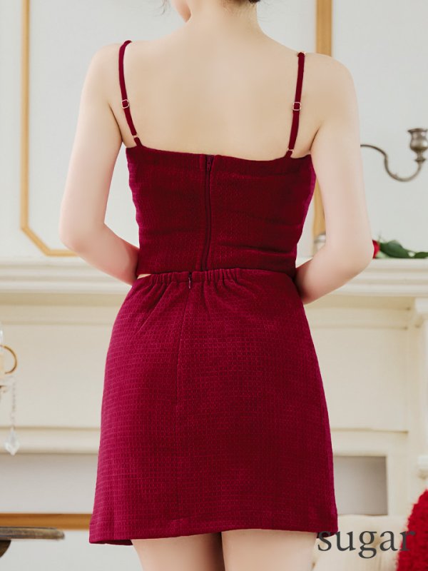 画像10: XSサイズあり【Glossy/グロッシー】バストビジュー/ ニット/ キャミソール/ セットアップ/ ミニドレス/ キャバドレス[OF08] (10)