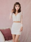 ホワイト モデル：如月れい　身長：156cm　着用サイズ：Sサイズ