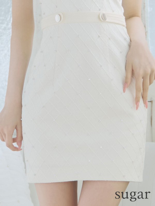 画像14: XSサイズあり【Glossy/グロッシー】フロントジッパー/ ビジュー/ リブ/ ノースリーブ/ タイト/ ミニドレス/ キャバドレス[OF08] (14)