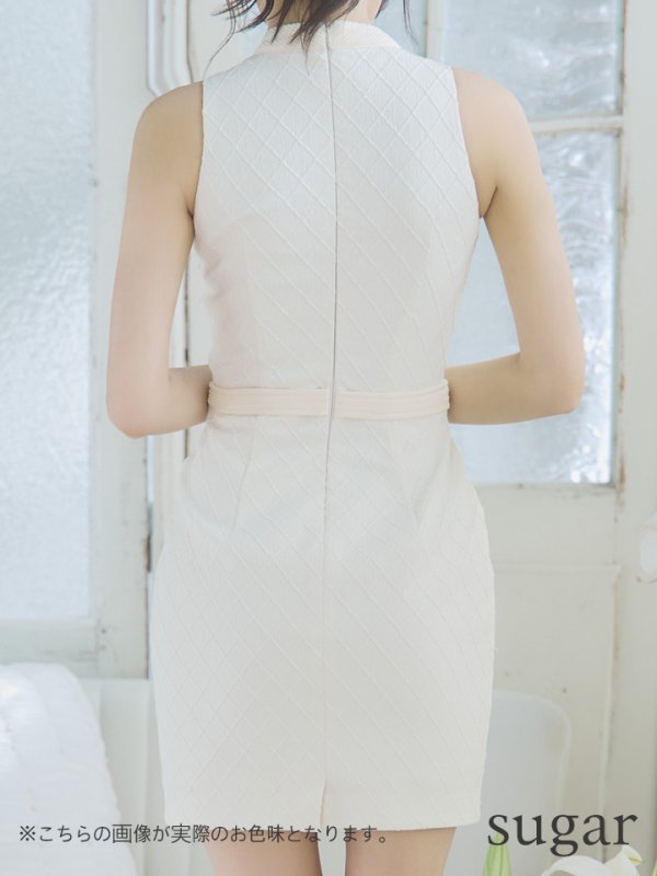 画像12: XSサイズあり【Glossy/グロッシー】フロントジッパー/ ビジュー/ リブ/ ノースリーブ/ タイト/ ミニドレス/ キャバドレス[OF08] (12)