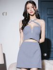 画像21: XSサイズあり【ROBE de FLEURS Glossy/ローブ・ド・フルール グロッシー】クロスホルターネック/ バストジップ/ シンプル/ セットアップ/ タイト/ ミニドレス/ キャバドレス[OF2] (21)