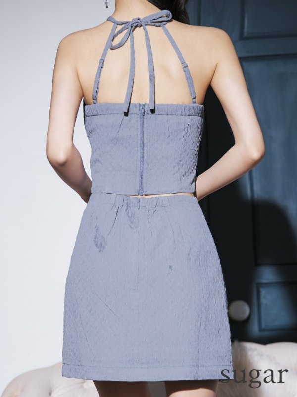 画像25: XSサイズあり【Glossy/グロッシー】クロスホルターネック/ バストジップ/ シンプル/ セットアップ/ タイト/ ミニドレス/ キャバドレス[OF08] (25)