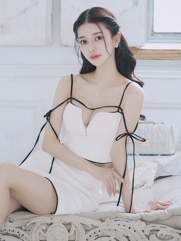 画像6: 【NIGHTS掲載】XSサイズあり【Glossy/グロッシー】リボンオフショル/ デザイン/ リブニット/ セットアップ/ ミニドレス/ キャバドレス[OF08] (6)