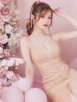 画像9: 【ROBE de FLEURS Glossy/ローブ・ド・フルール グロッシー】バック編み上げ/ スリット/ スパークリーラメ/ ミモレ丈/ ミディアム丈/ ミディアムドレス/ キャバドレスlong[OF2] (9)