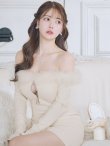 画像20: XSサイズあり【ROBE de FLEURS Glossy/ローブ・ド・フルール グロッシー】2way/ オフショル/ ファー/ バストジップ/ リブニット/ タイト/ ミニドレス/ キャバドレス[OF2] (20)