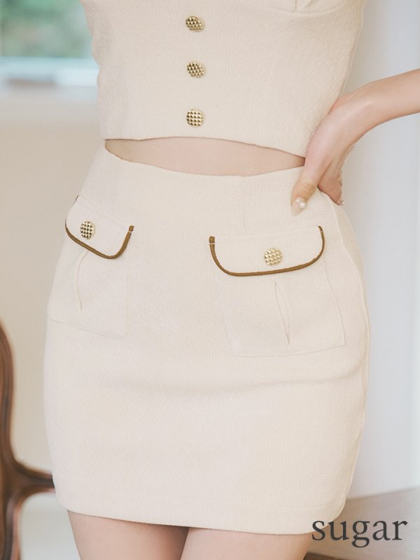 画像11: XSサイズあり【Glossy/グロッシー】センターボタン/ レザーパイピング/ ポケット/ タイト/ ミニドレス/ キャバドレス[OF08] (11)