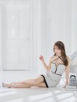 画像12: XSサイズあり【ROBE de FLEURS Glossy/ローブ・ド・フルール グロッシー】ボーダー/ パイピング/ バストジップ/ タイト/ セットアップ/ ミニドレス/ キャバドレス[OF2] (12)