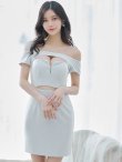 画像5: XSサイズあり【ROBE de FLEURS Glossy/ローブ・ド・フルール グロッシー】バスト＆ウエストカット/ スタッズ/ オフショル/ ミニドレス/ キャバドレス[OF2] (5)
