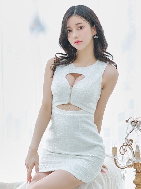 画像12: XSサイズあり【Glossy/グロッシー】ダブルジップ/ スパンコール/ ツイード/ タイト/ ミニドレス/ キャバドレス[OF08] (12)