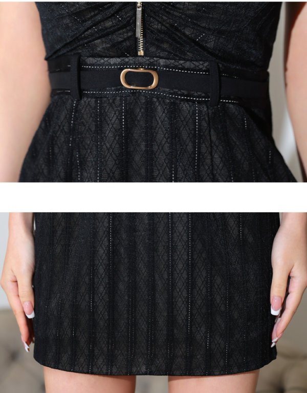 画像23: XSサイズあり【Glossy/グロッシー】バストジッパー/ ベルトデザイン/ ホルターネック/ ミニドレス/ キャバドレス[OF08] (23)