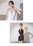 画像7: XSサイズあり【ROBE de FLEURS Glossy/ローブ・ド・フルール グロッシー】バストジッパー/ ベルトデザイン/ ホルターネック/ ミニドレス/ キャバドレス[OF2] (7)