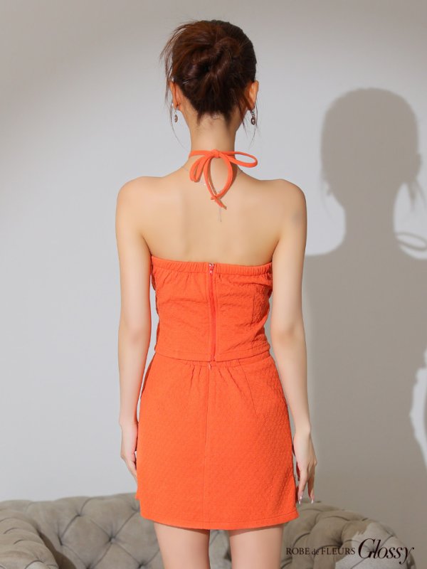 画像18: ☆XSサイズあり【Glossy/グロッシー】ホルターネック/ジップ/ フロントバックル/ ワンカラー/ セットアップ/ ストレッチ/ タイト/ ミニドレス/ キャバドレス[OF08] (18)