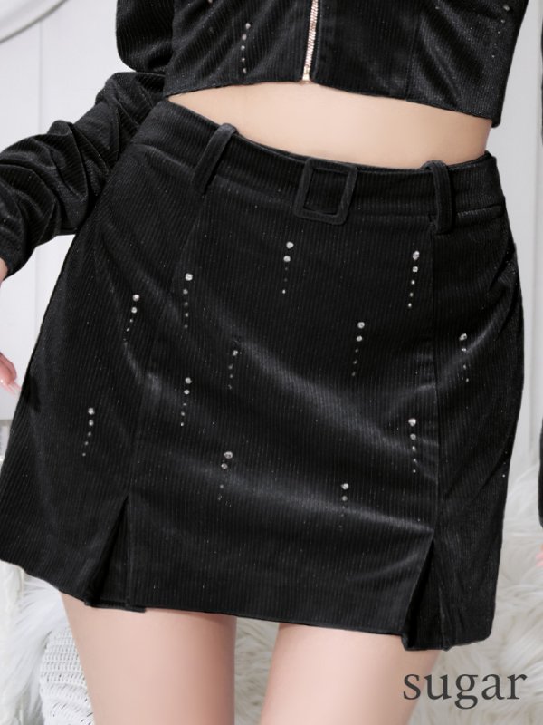 画像9: XSサイズあり【Glossy/グロッシー】ラメベロア/ 2way/ ボレロ付き/ ストレッチ/ セットアップ/ タイト/ ミニドレス/ キャバドレス[OF08] (9)