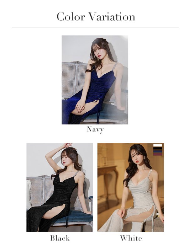 画像24: 【Glossy/グロッシー】バックオープン/ サイドリボン/ ラメニット/ ロング/ キャバドレスlong[OF08] (24)