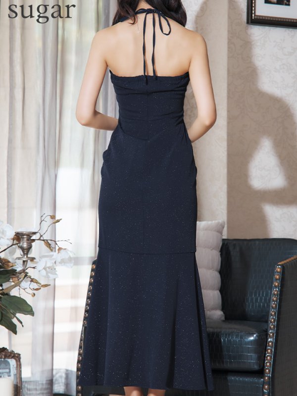 画像23: XSサイズあり【Glossy/グロッシー】ラメ/ フリル/ スリット/ キャミ/ ロングドレス/ キャバドレス long[OF08] (23)