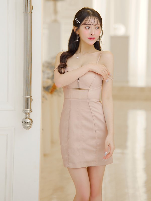 画像6: XSサイズあり【Glossy/グロッシー】バストジップ/ フェイクスエード/ パイピング/ タイト/ ミニドレス/ キャバドレス[OF08] (6)
