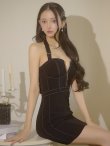 画像5: XSサイズあり【ROBE de FLEURS Glossy/ローブ・ド・フルール グロッシー】バックリボンホルター/ ステッチ/ バストジップ/ タイト/ ミニドレス/ キャバドレス[OF2] (5)
