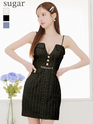 ROBE de FLEURS Glossy ミニドレス　ブラック　Sサイズ XSサイズあり【Glossy/グロッシー】チョーカー風ベルト/ カット