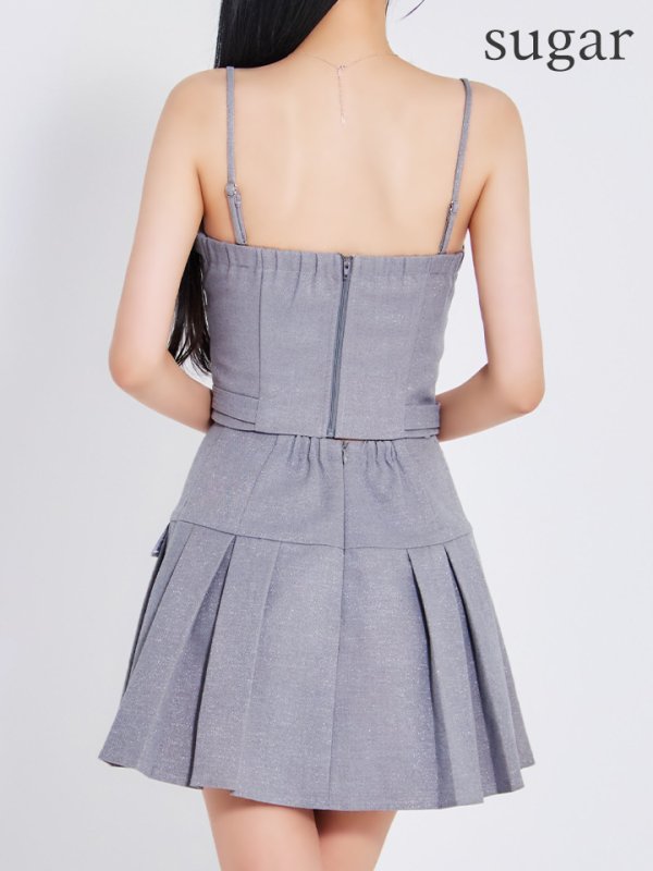 画像12: XSサイズあり【Glossy/グロッシー】センタージップ/ ベルト/ セットアップ/ プリーツ/ フレア/ ミニドレス/ キャバドレス[OF08] (12)