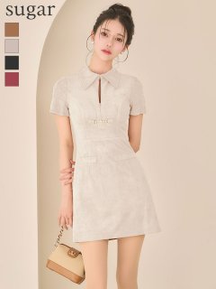  【Glossy/グロッシー】スエード/ バストカット/ 半袖/ ミニドレス/ キャバドレス
