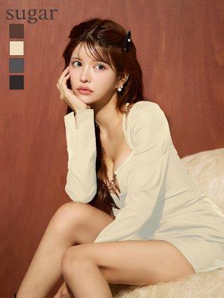 ROBE de FLEURS Glossy アイボリー キャバドレス XSサイズあり【Glossy/グロッシー】ダブルポイントリボン