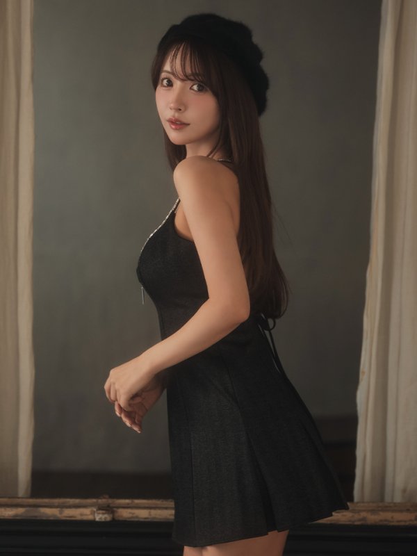 ブラック　モデル：三上悠亜　身長：159cm　着用サイズ：Sサイズ